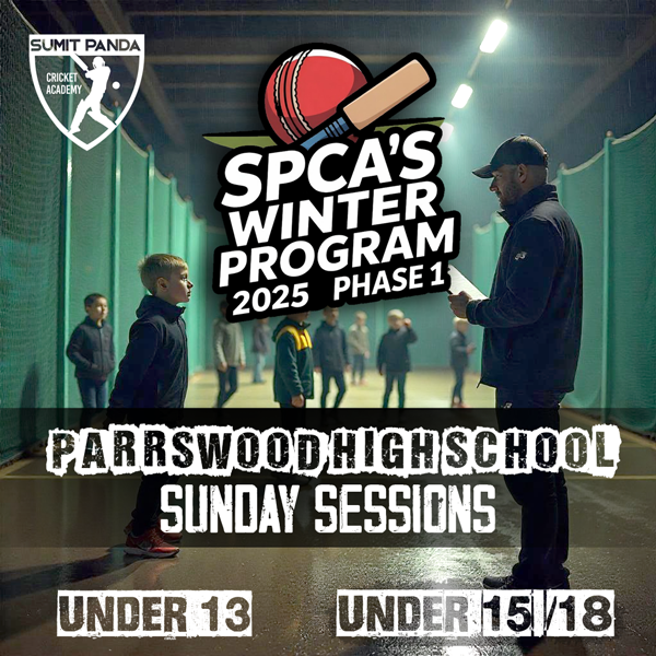 Winter Cricket under 13, U15, U18